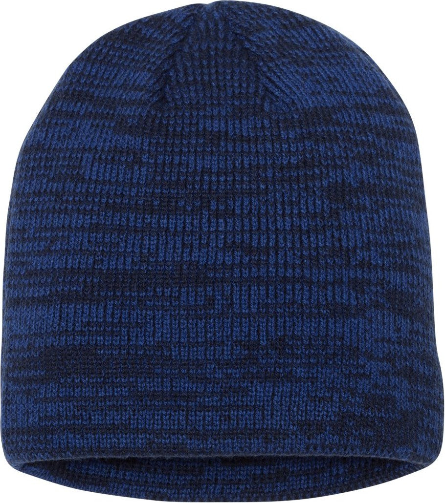 Front View of Royal/ Navy 8" Marled Beanie - SP03