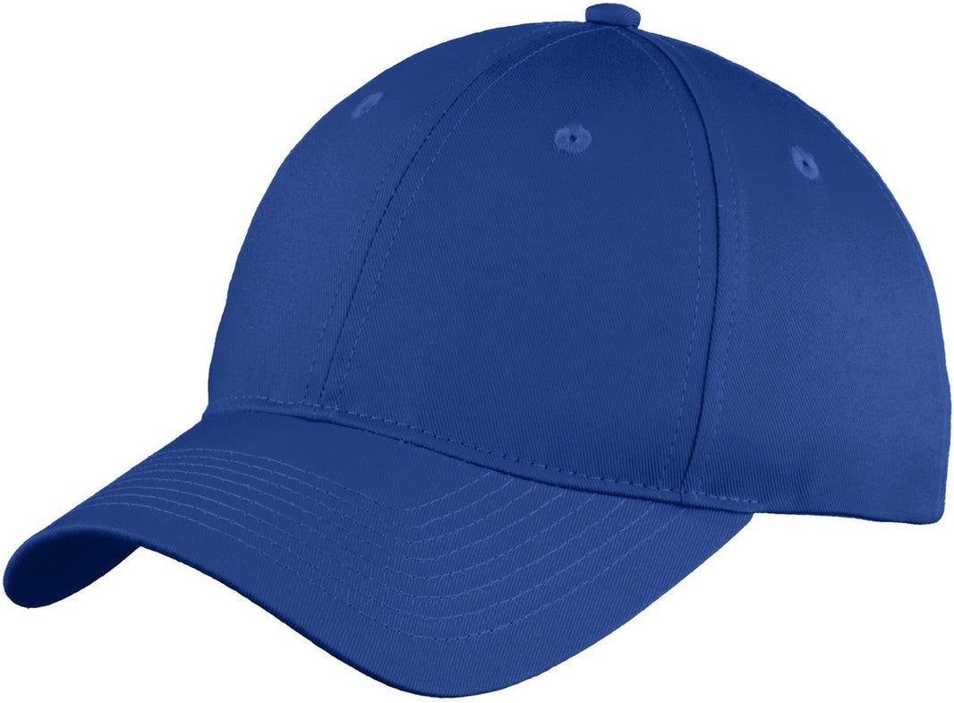 Front View of Royal Port Authority Youth Six-Panel Unstructured Twill Cap. YC914