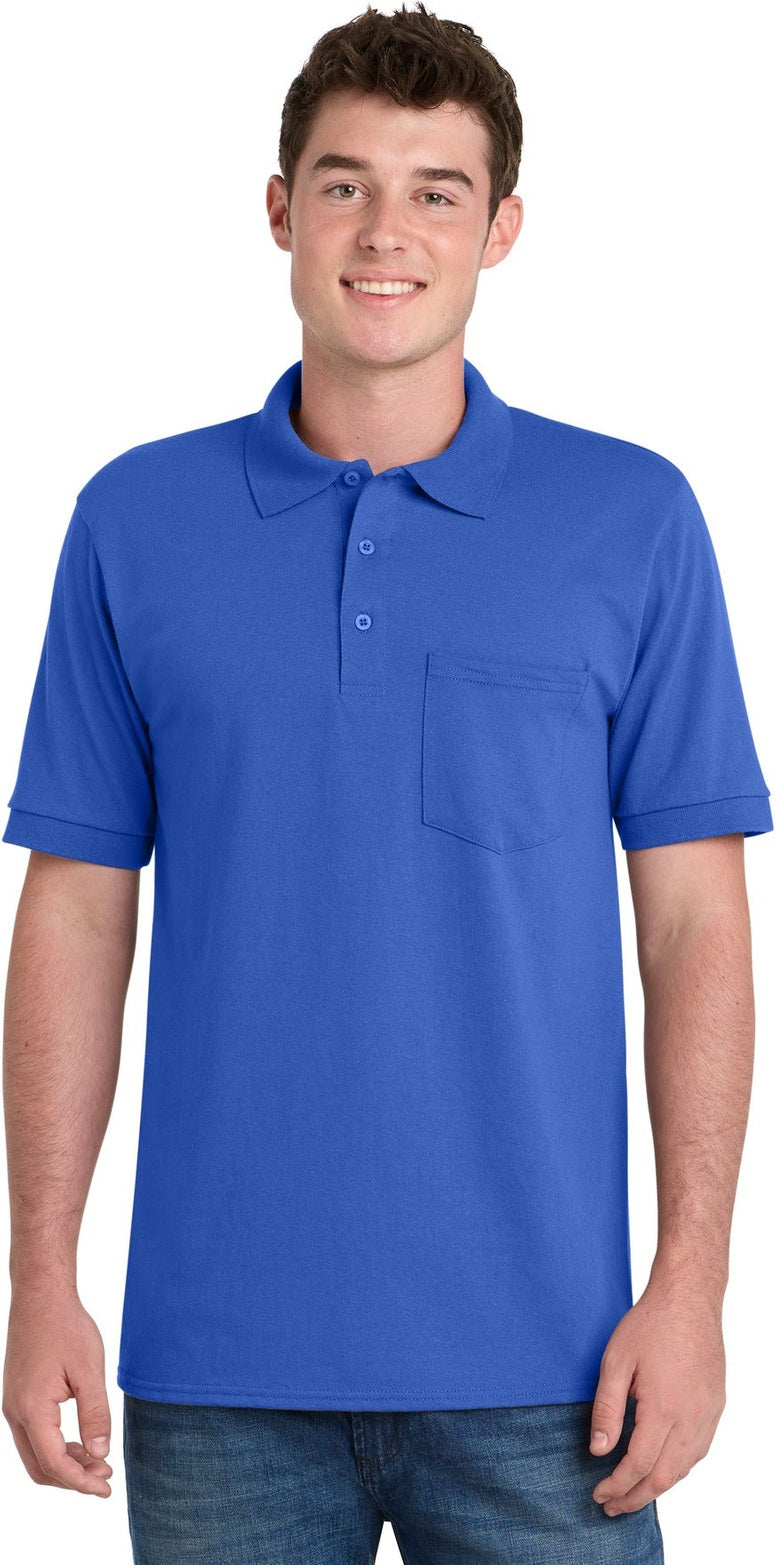Front View of Royal Port & Co Core Blend Jersey Knit Pocket Polo. KP55P