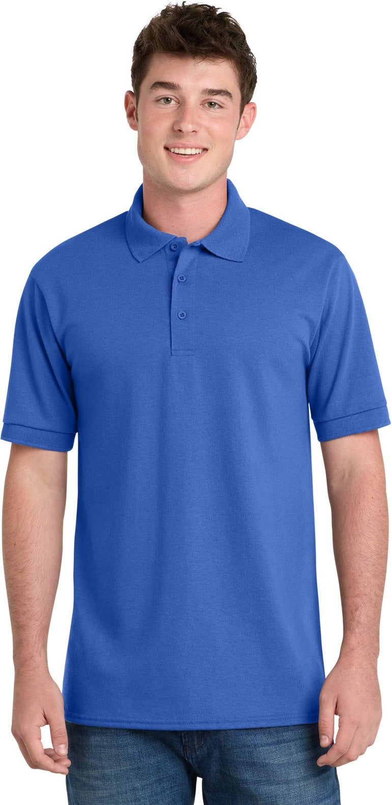 Front View of Royal Port & Co Core Blend Jersey Knit Polo. KP55