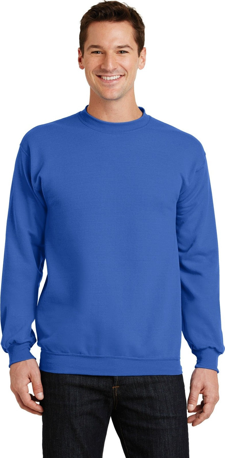 Front View of Royal Port & Co Core Fleece Crewneck Sweatshirt. PC78