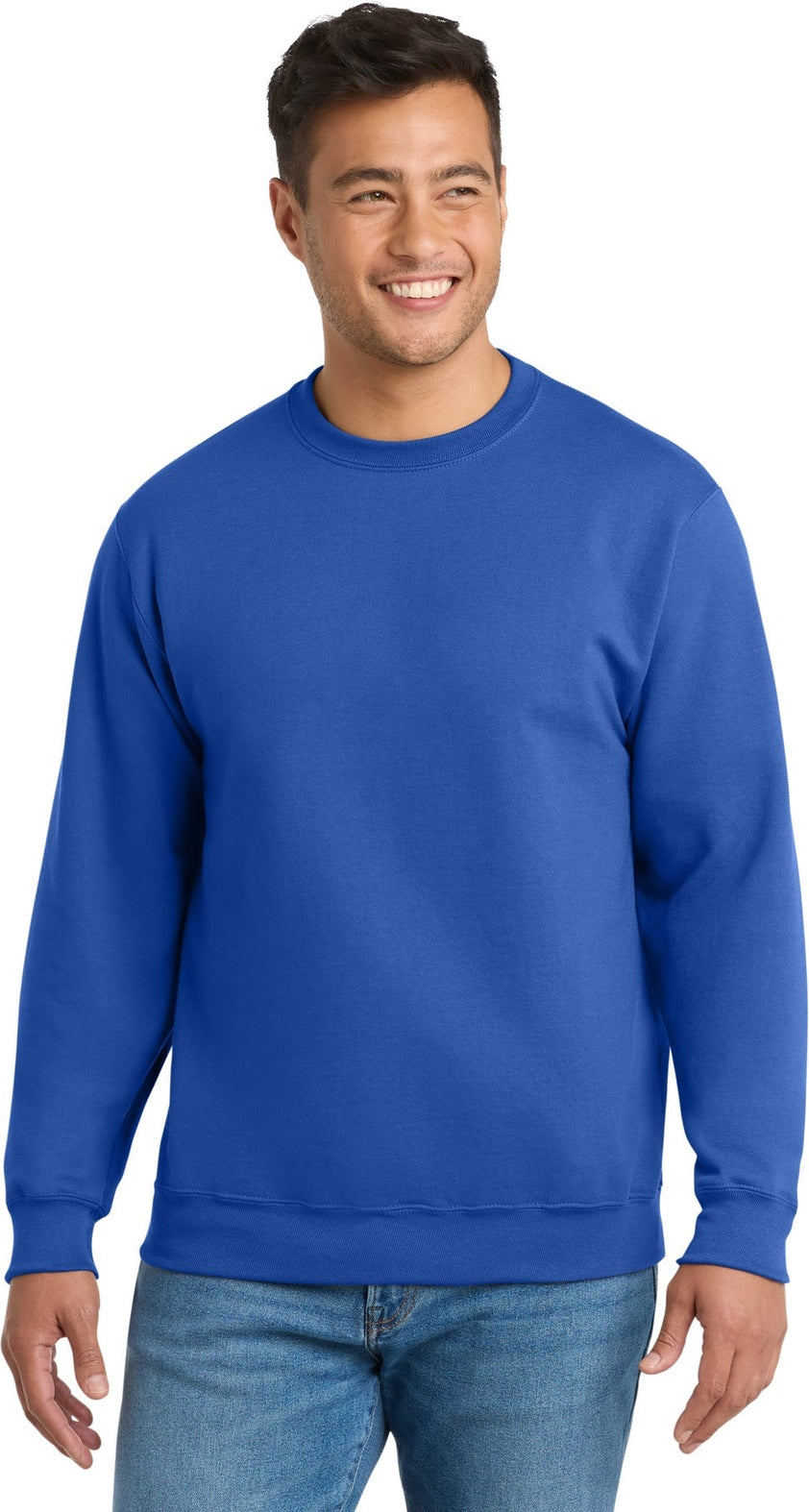 Front View of Royal Port & Co Essential Fleece Crewneck Sweatshirt. PC90