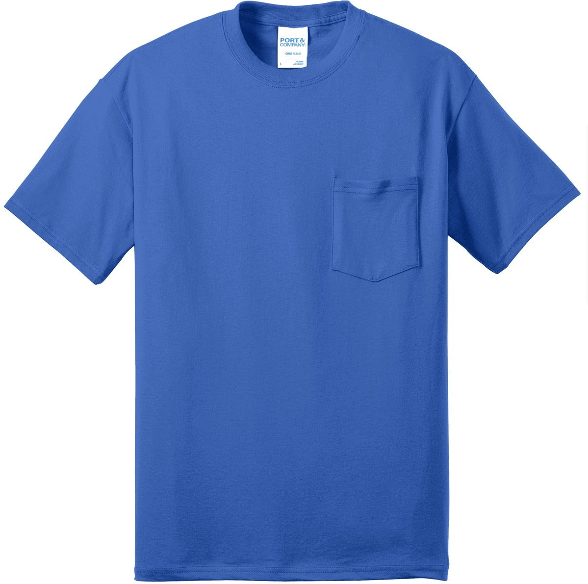Front View of Royal Port & Co Tall Core Blend Pocket Tee. PC55PT