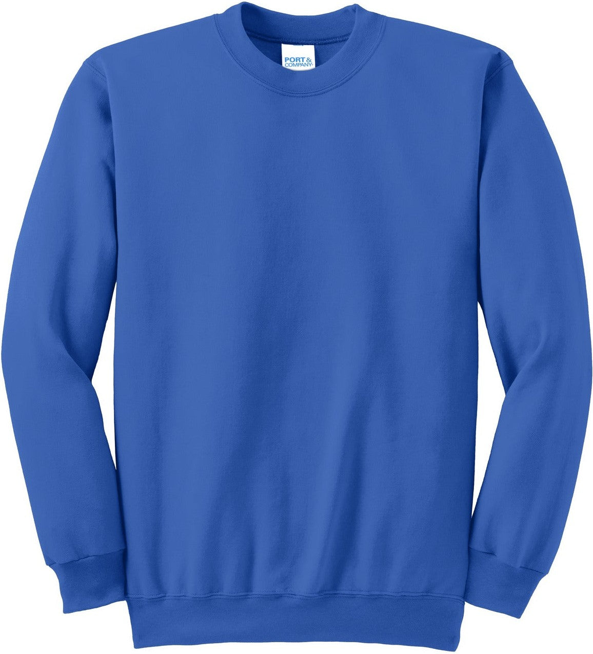 Front View of Royal Port & Co Tall Essential Fleece Crewneck Sweatshirt. PC90T