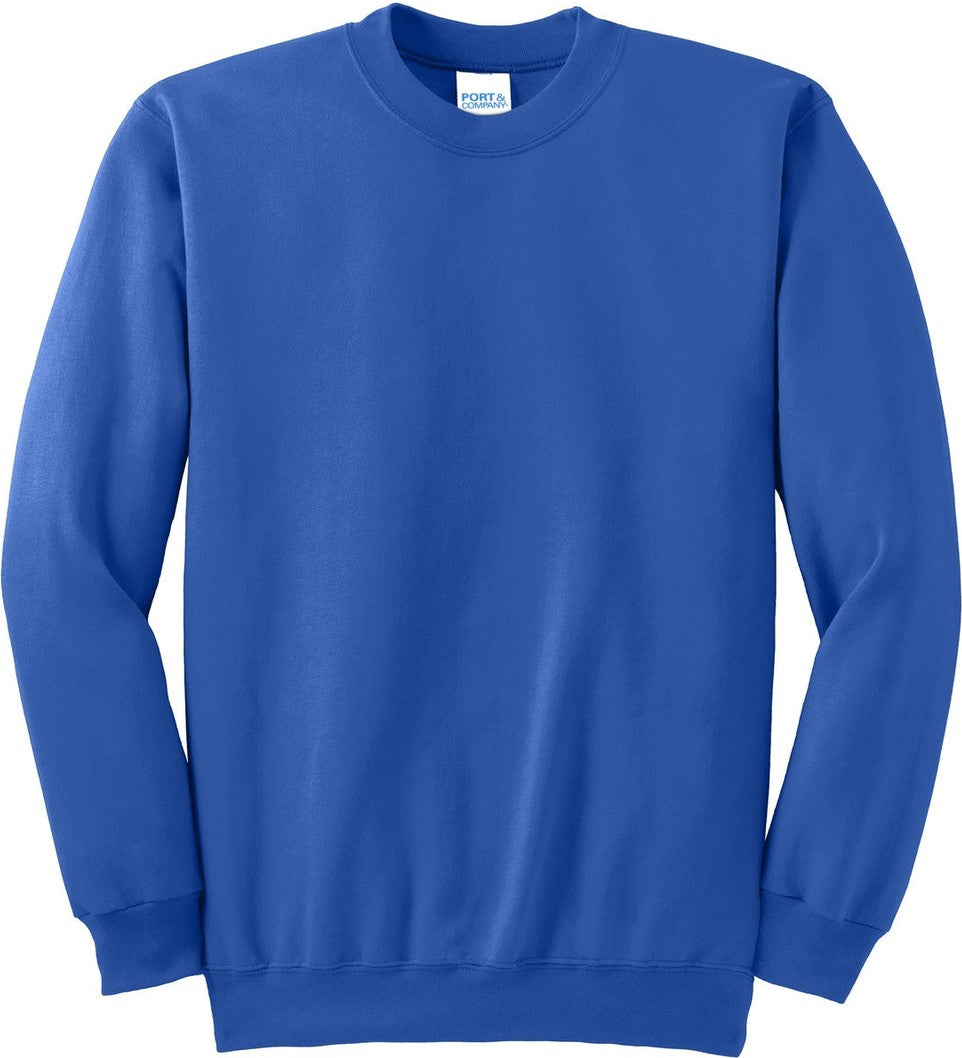 Front View of Royal Port & Co Tall Essential Fleece Crewneck Sweatshirt. PC90T