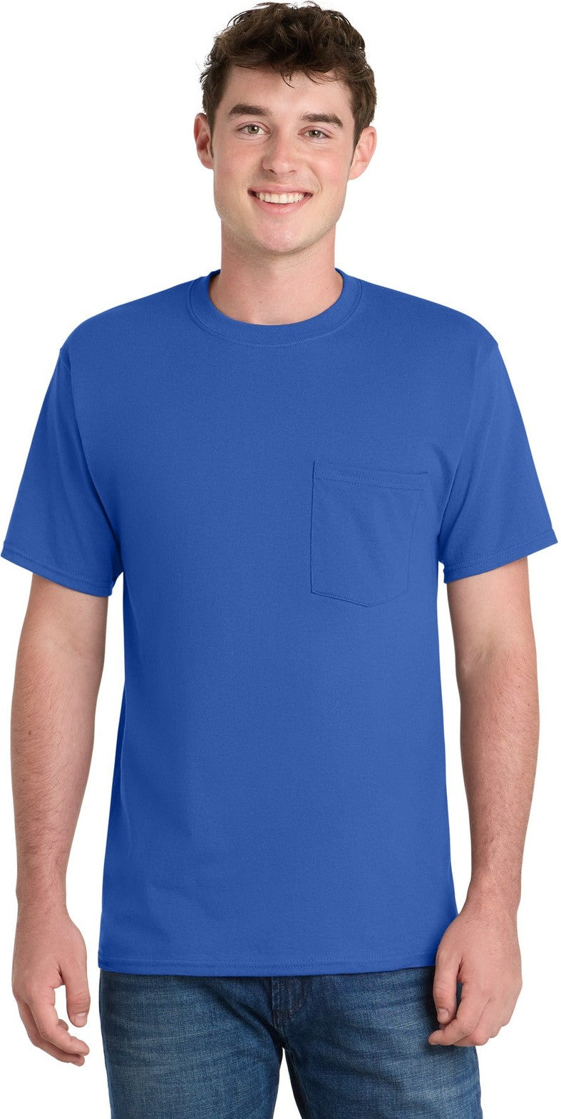 Front View of Royal Port & Co Tall Essential Pocket Tee. PC61PT