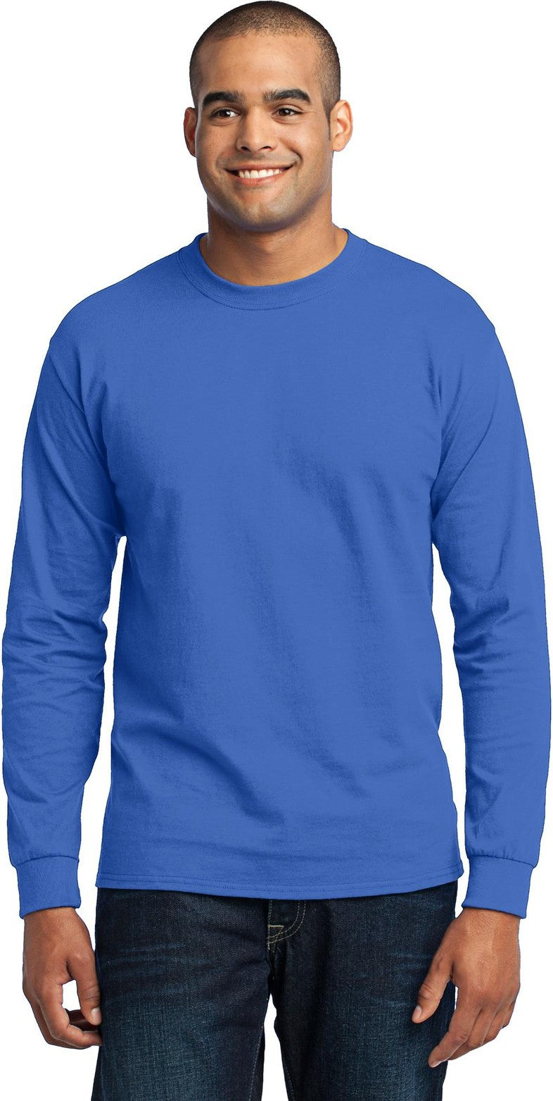 Front View of Royal Port & Co Tall Long Sleeve Core Blend Tee. PC55LST