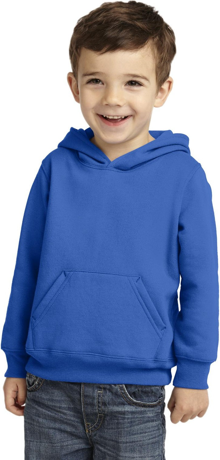 Front View of Royal Port & Co Toddler Core Fleece Pullover Hooded Sweatshirt. CAR78TH
