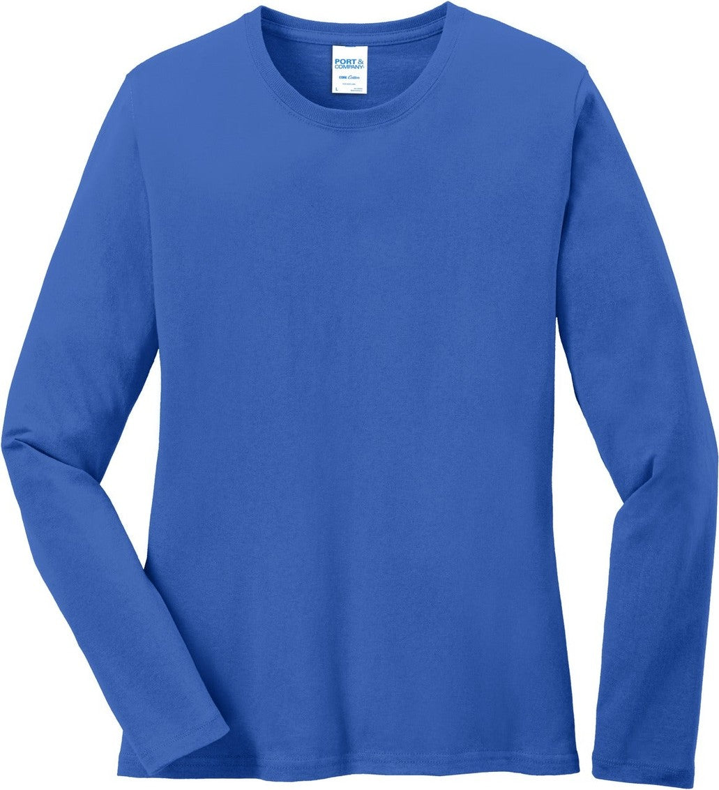 Front View of Royal Port & Co Women's Long Sleeve Core Cotton Tee. LPC54LS