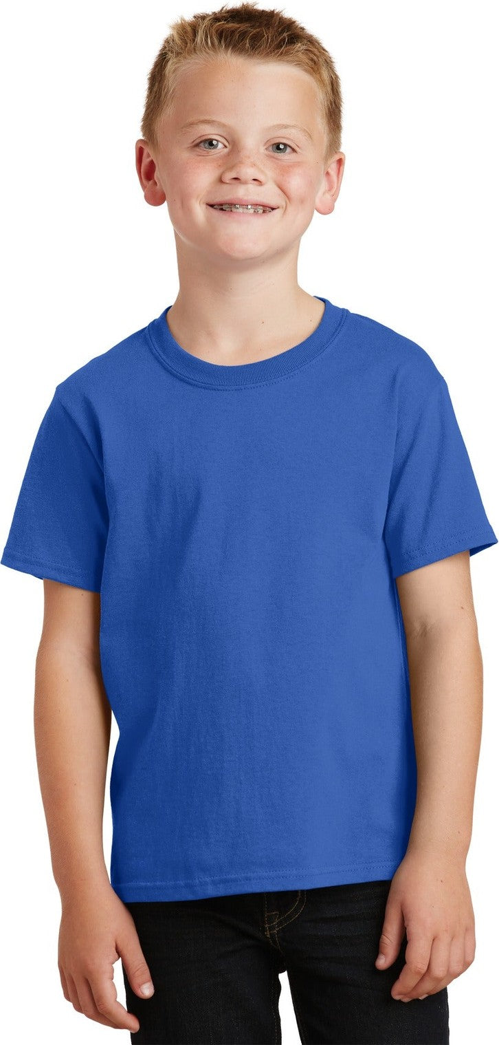 Front View of Royal Port & Co Youth Core Cotton Tee. PC54Y