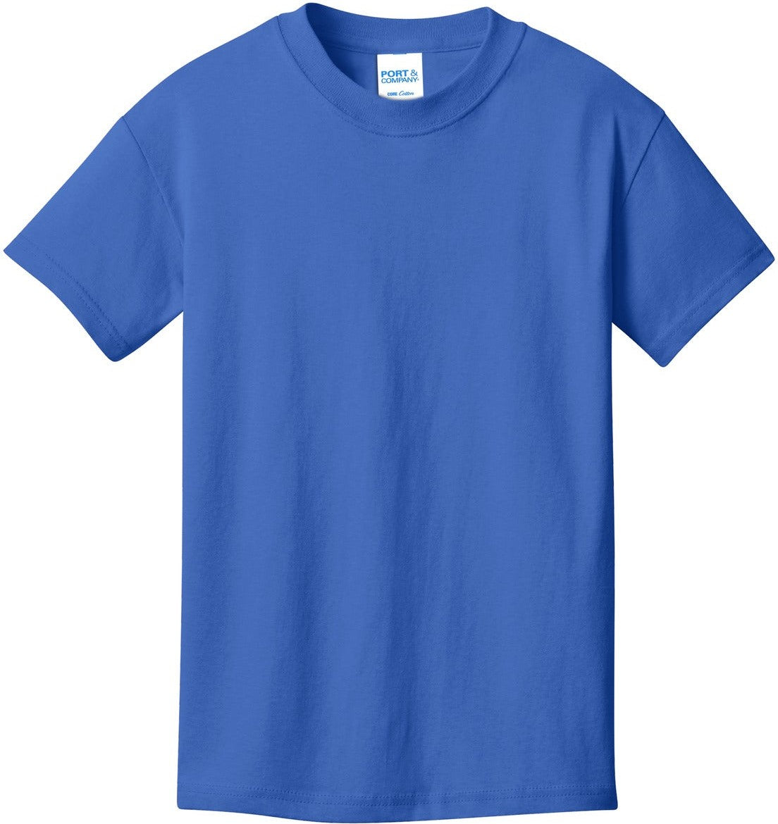 Front View of Royal Port & Co Youth Core Cotton Tee. PC54Y