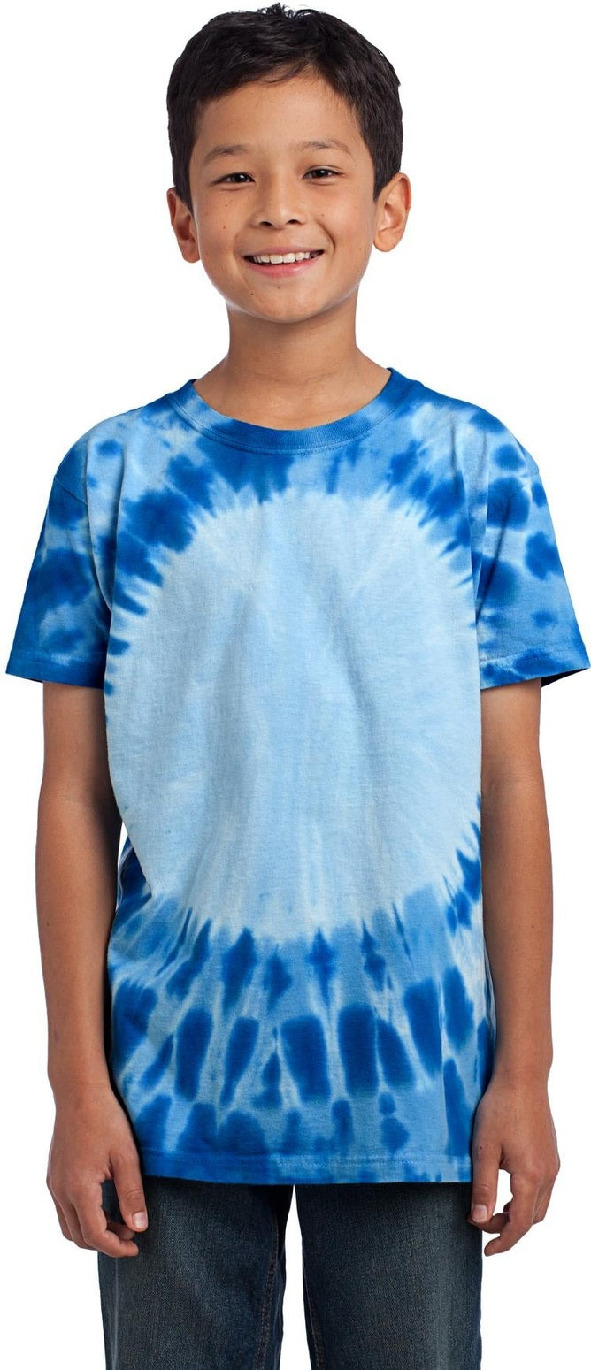 Front View of Royal Port & Co Youth Window Tie-Dye Tee. PC149Y