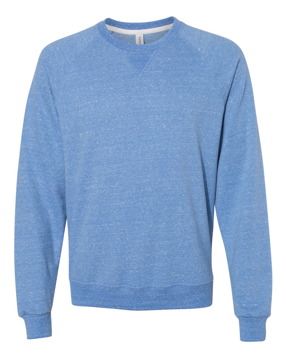 Front View of Royal Snow Heather French Terry Crewneck Sweatshirt - 91MR