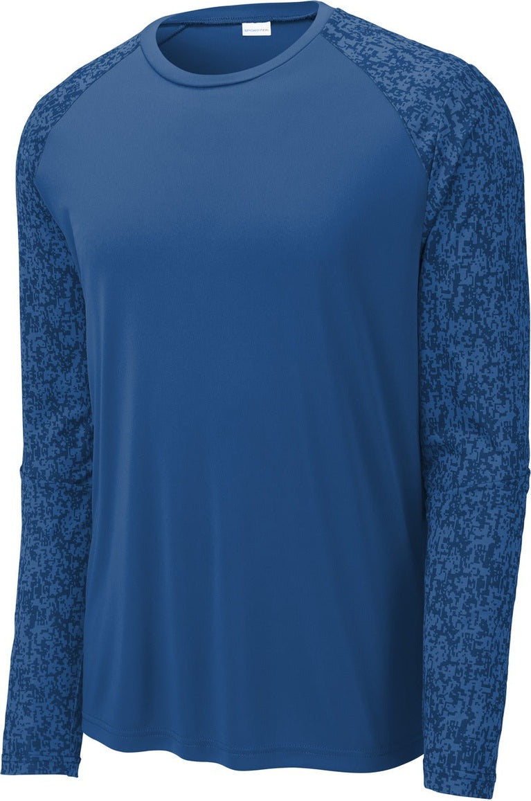 Front View of Royal Sport-Tek Long Sleeve Digi Camo Tee. ST460LS