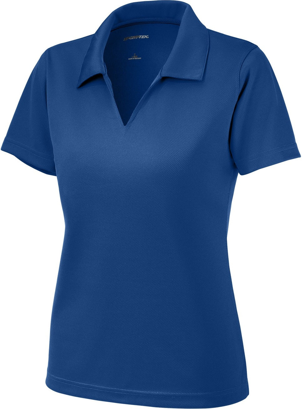 Front View of Royal Sport-Tek Women's Dri-Mesh V-Neck Polo. L469