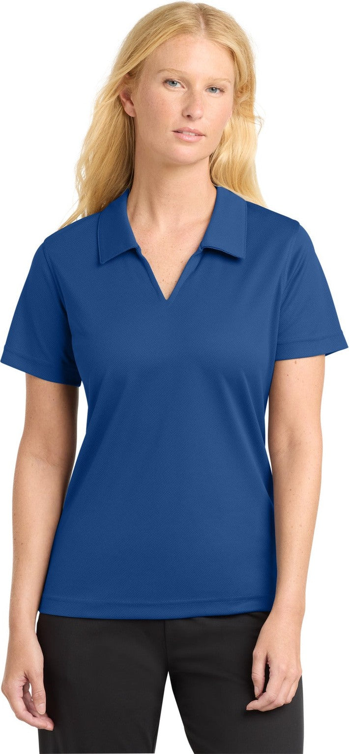 Front View of Royal Sport-Tek Women's Dri-Mesh V-Neck Polo. L469