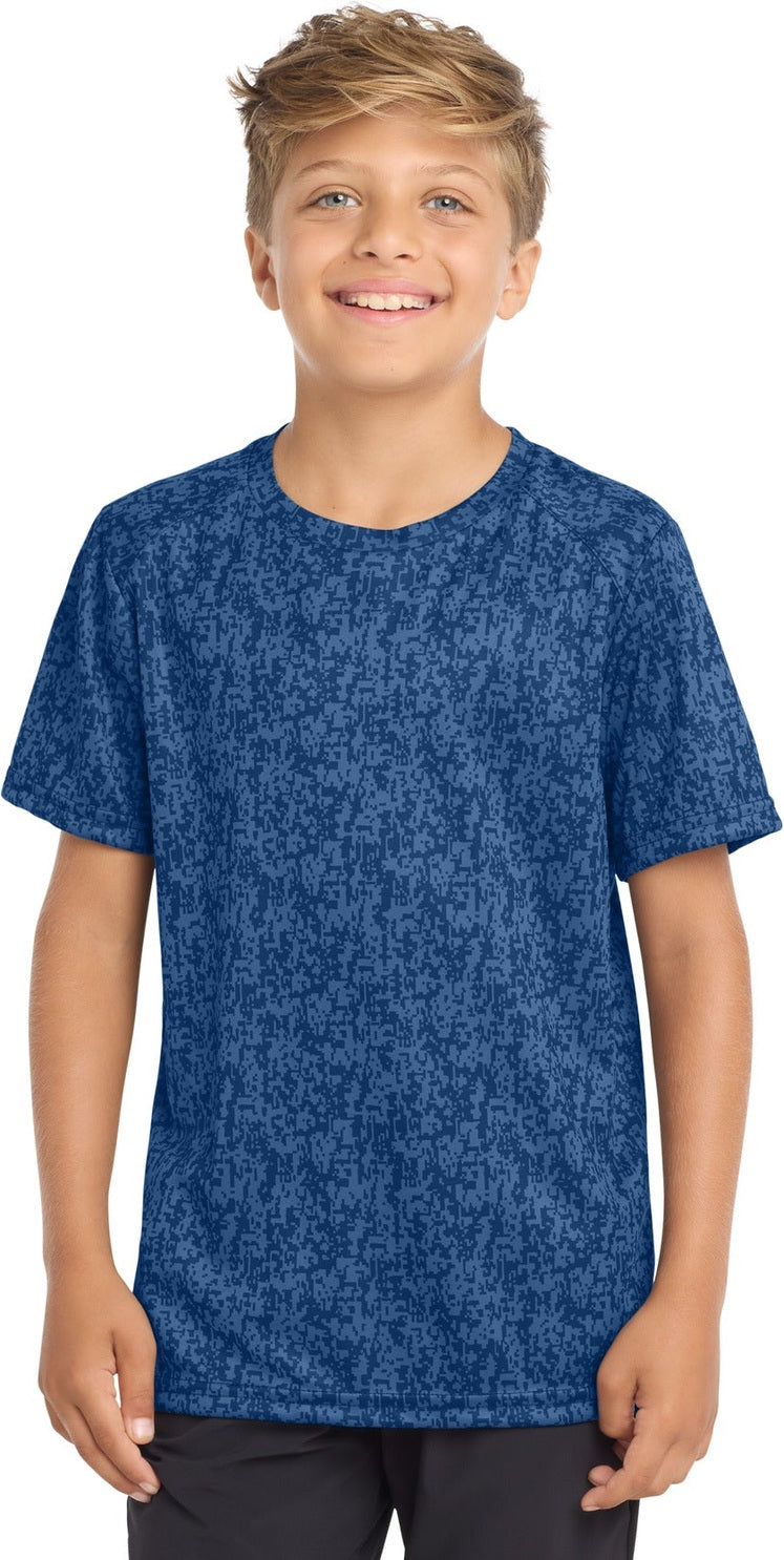 Front View of Royal Sport-Tek Youth Digi Camo Tee. YST460