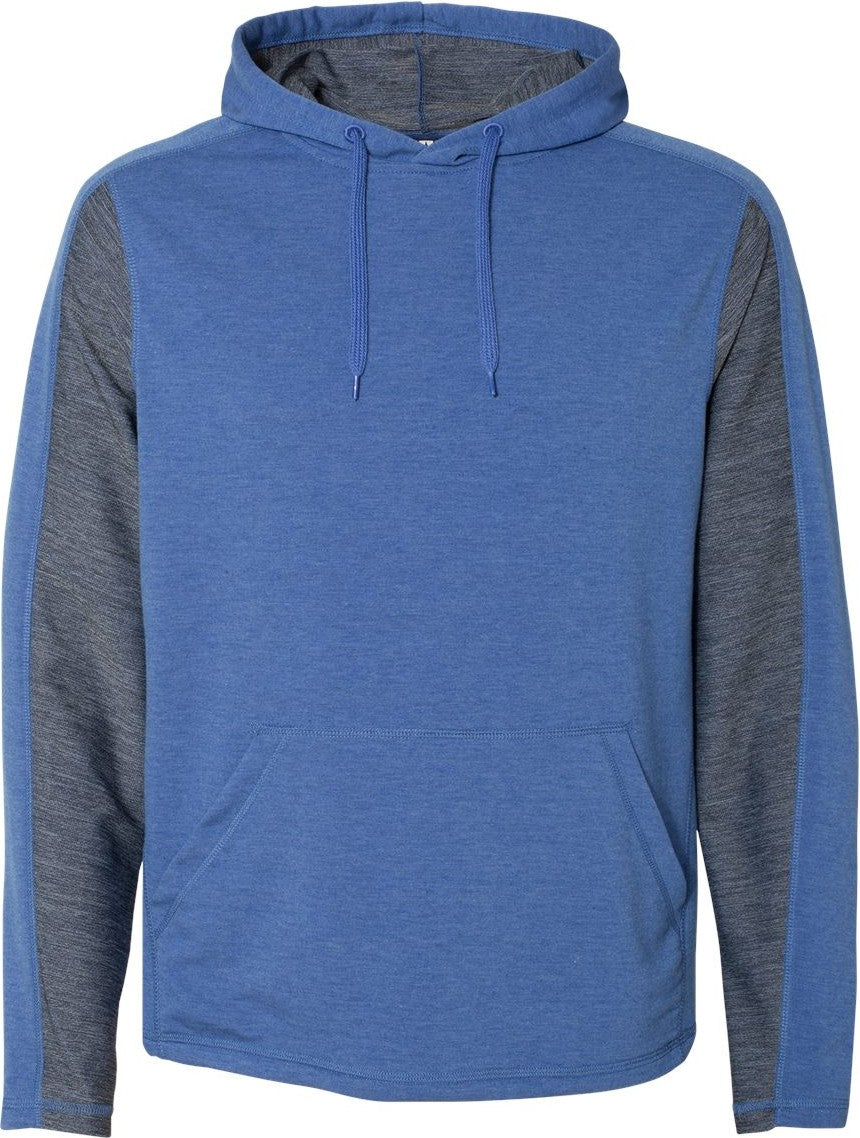 Front View of Royal Triblend Omega Stretch Hooded Pullover - 8435