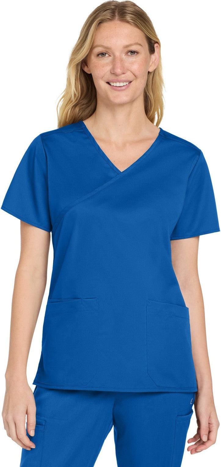 Front View of Royal Wink Women's WorkFlex Mock Wrap Top WW4760