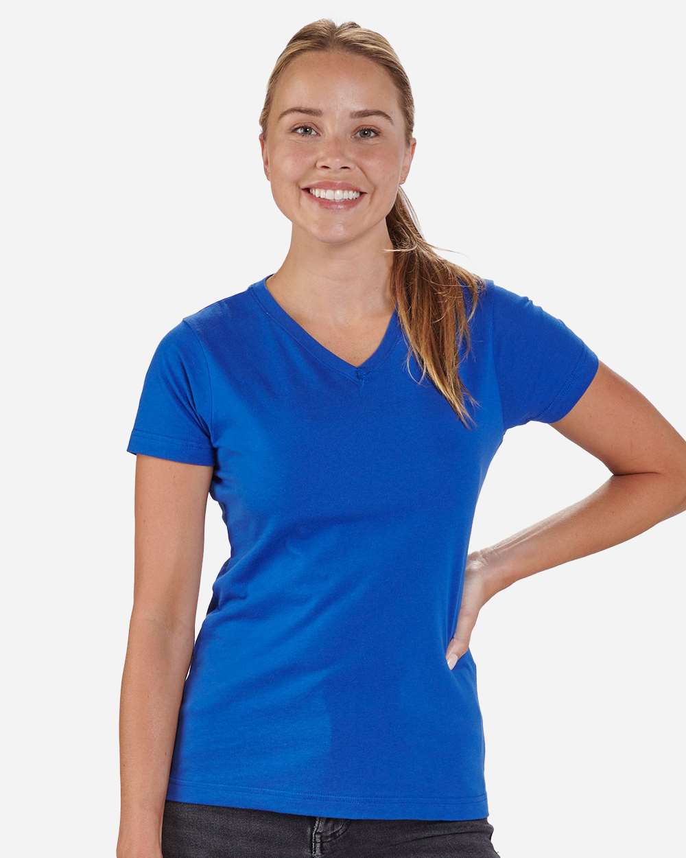 Front View of Royal Women's V-Neck T-Shirt - BW2201