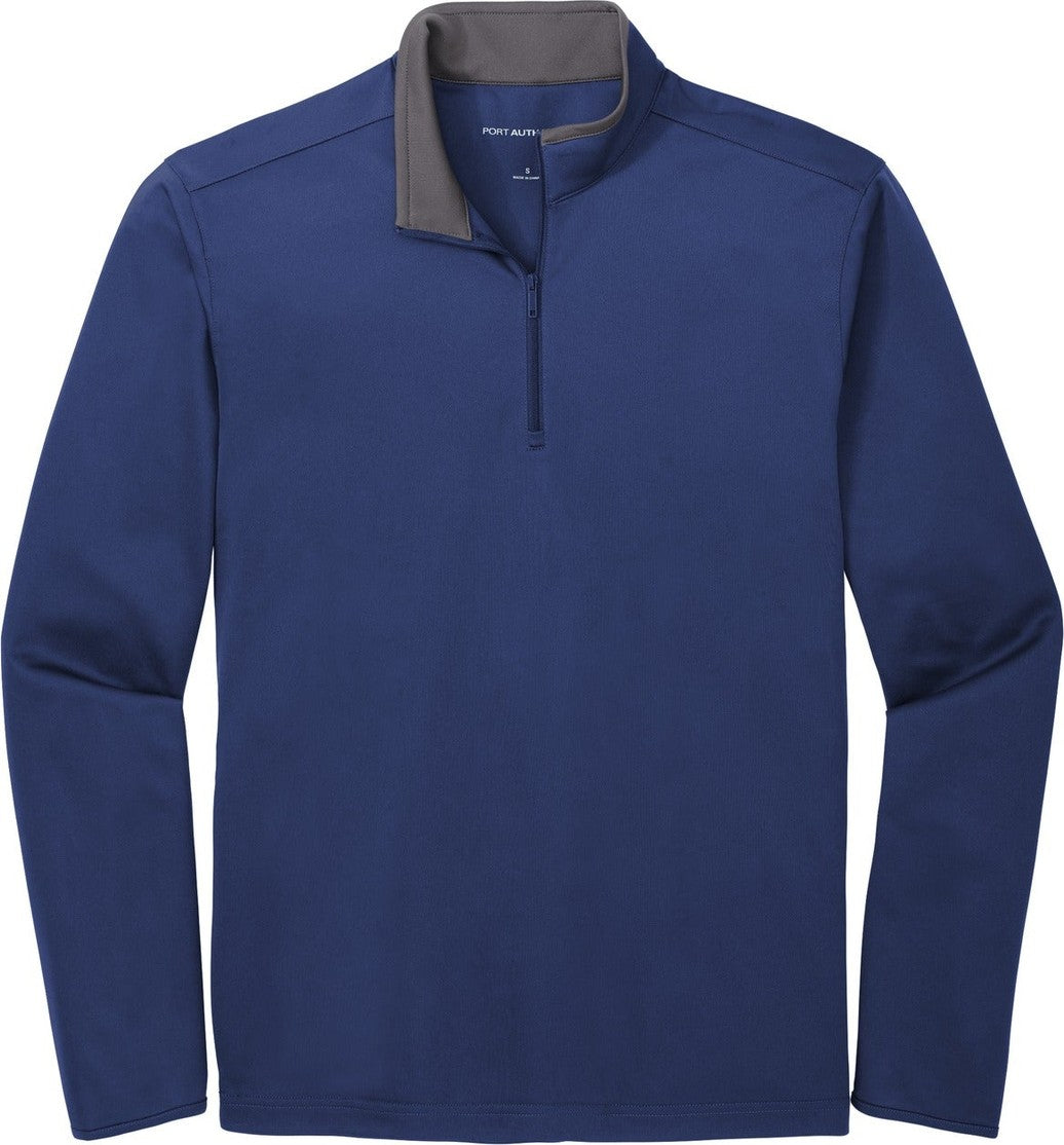 Front View of Royal/Steel Gy Port Authority Silk Touch Performance 1/4-Zip K584