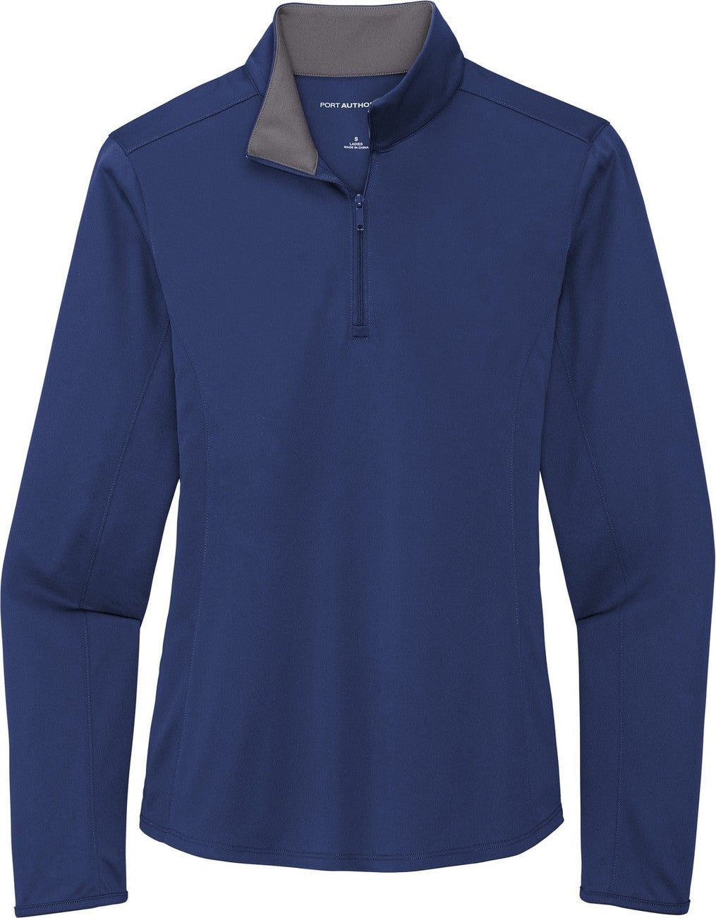 Front View of Royal/Steel Gy Port Authority Women's Silk Touch Performance 1/4-Zip LK584
