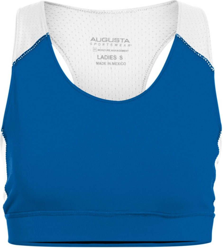 Front View of ROYAL/WHITE LADIES ALL SPORT SPORTS BRA