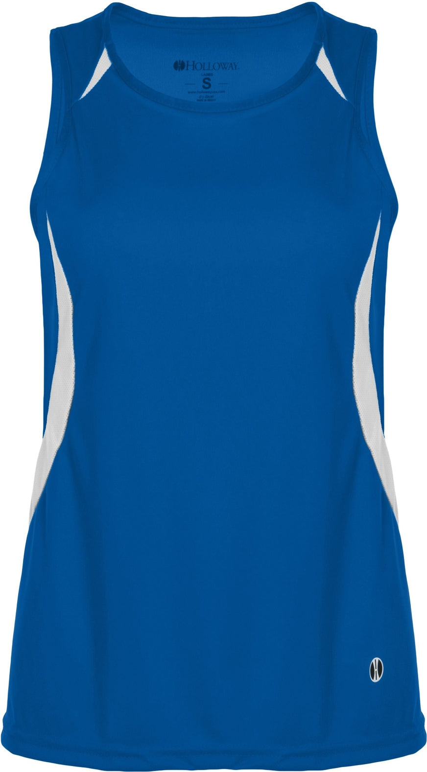 Front View of ROYAL/WHITE LADIES SPRINT SLIM FIT SINGLET