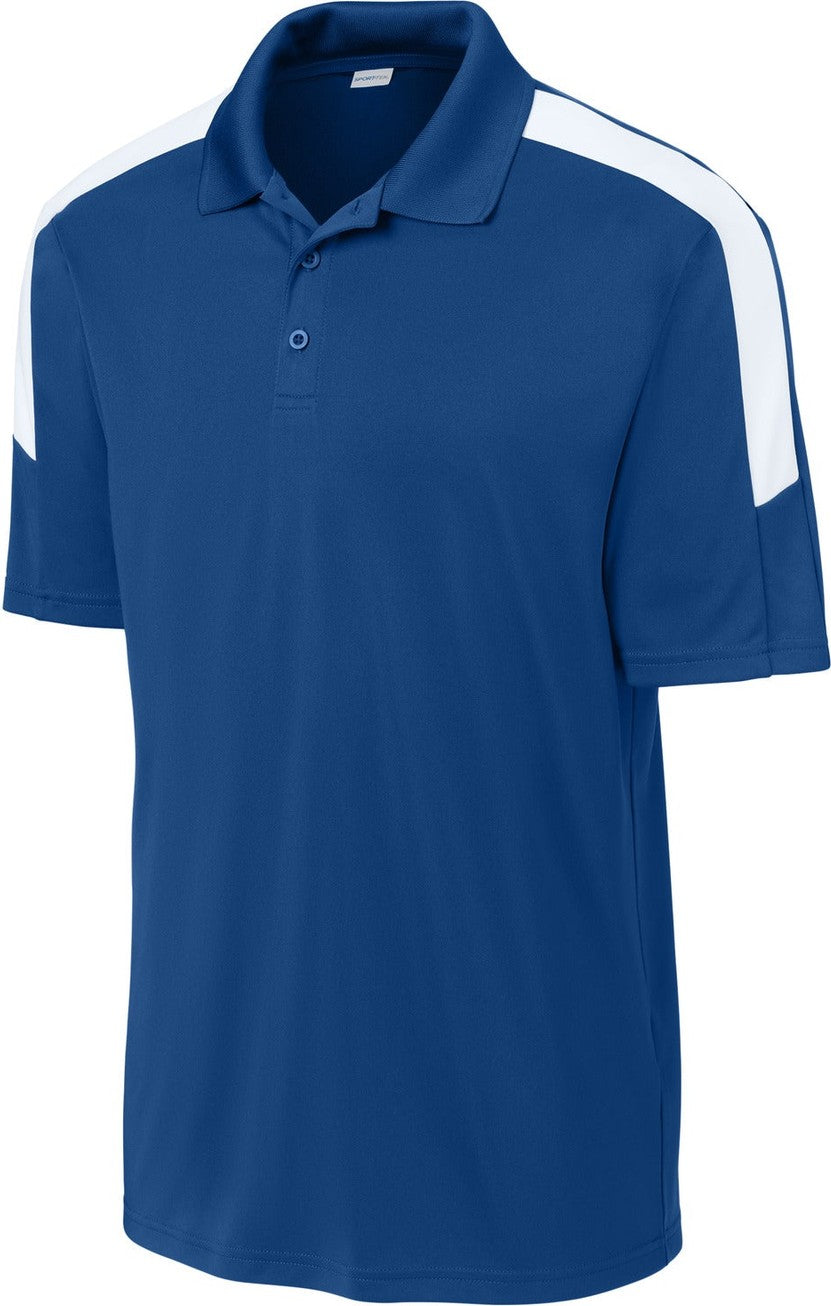Front View of Royal/Wht Sport-Tek Competitor United Polo ST104