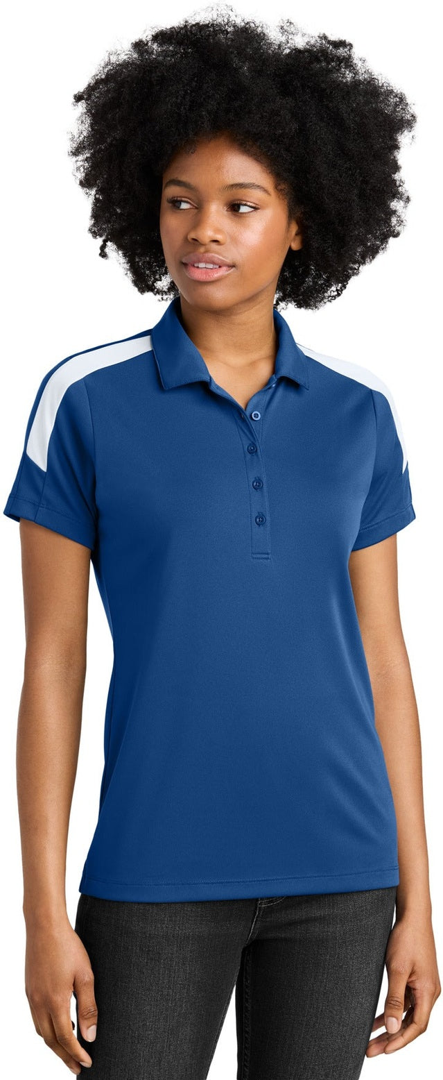Front View of Royal/Wht Sport-Tek Women's Competitor United Polo LST104