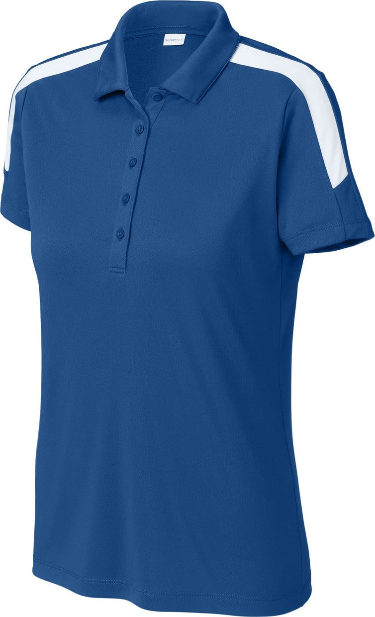 Front View of Royal/Wht Sport-Tek Women's Competitor United Polo LST104