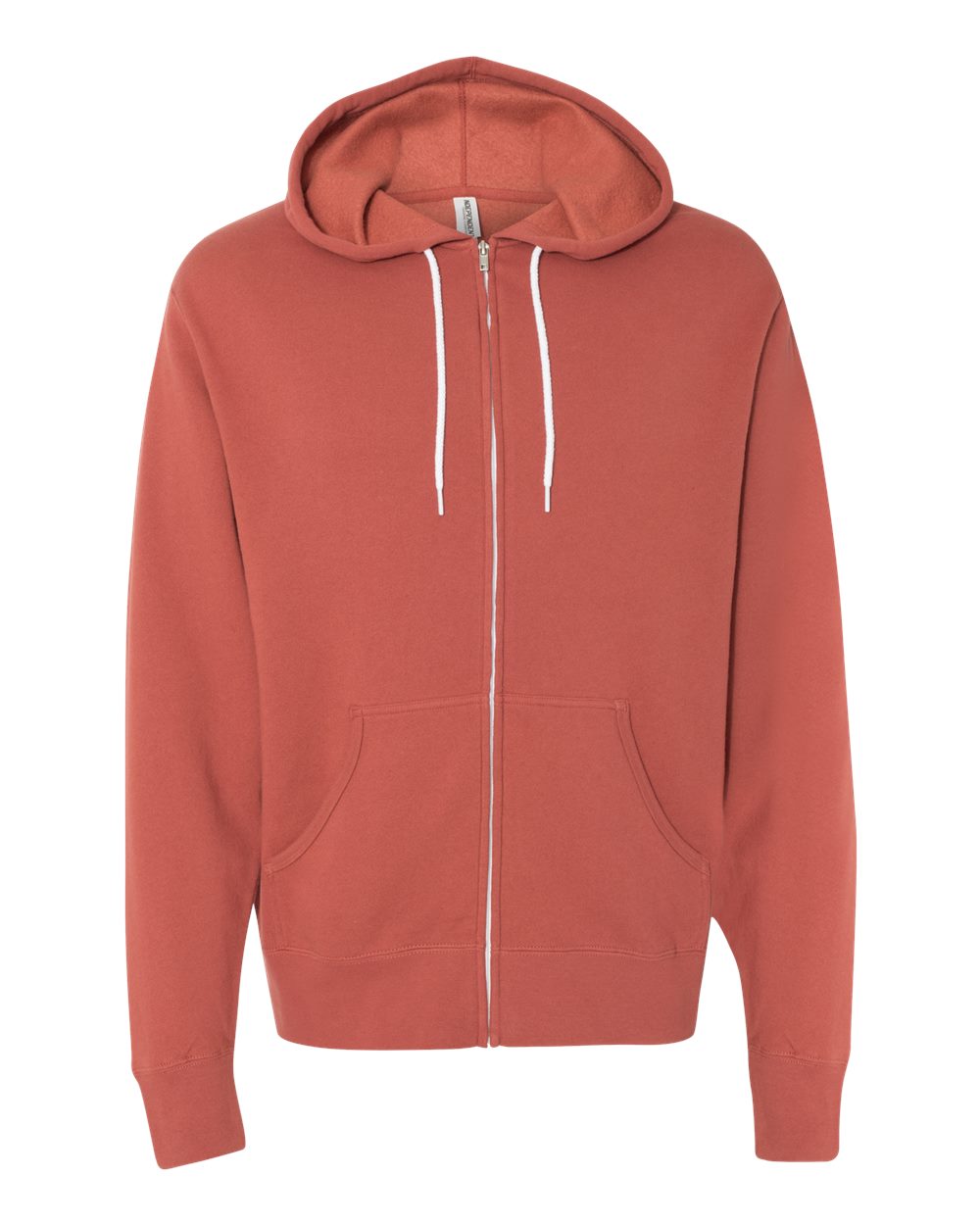 Front View of Rust Lightweight Full-Zip Hooded Sweatshirt - AFX90UNZ