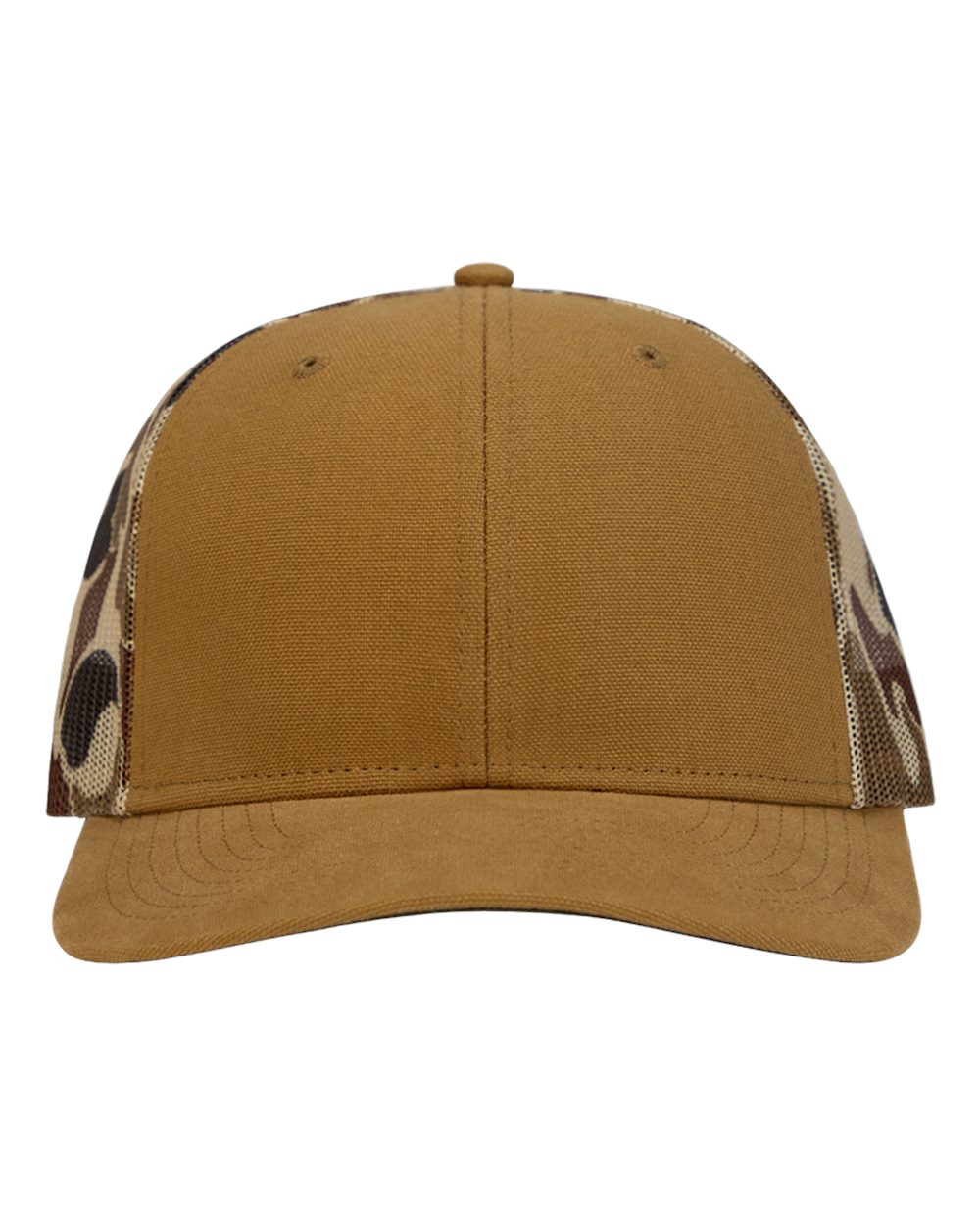 Front View of Saddle/ Duck Camo Ridgewood Cap - 3054