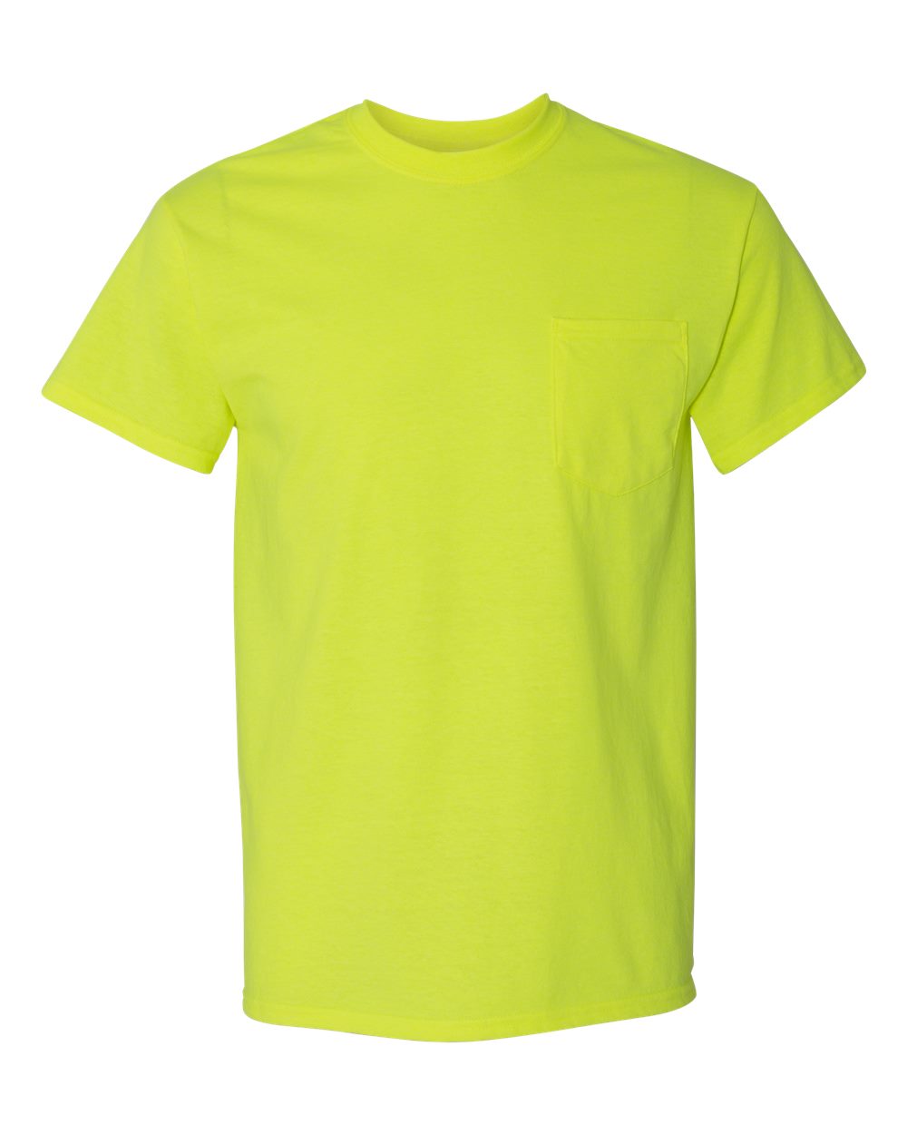 Front View of Safety Green Heavy Cotton™ Pocket T-Shirt - 5300