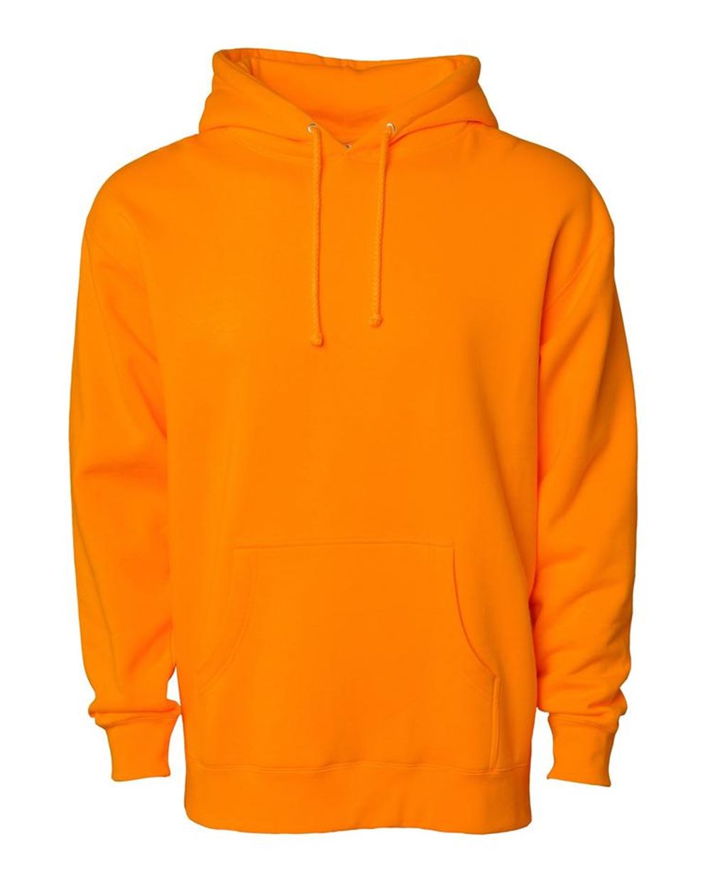 Front View of Safety Orange Heavyweight Hooded Sweatshirt - IND4000