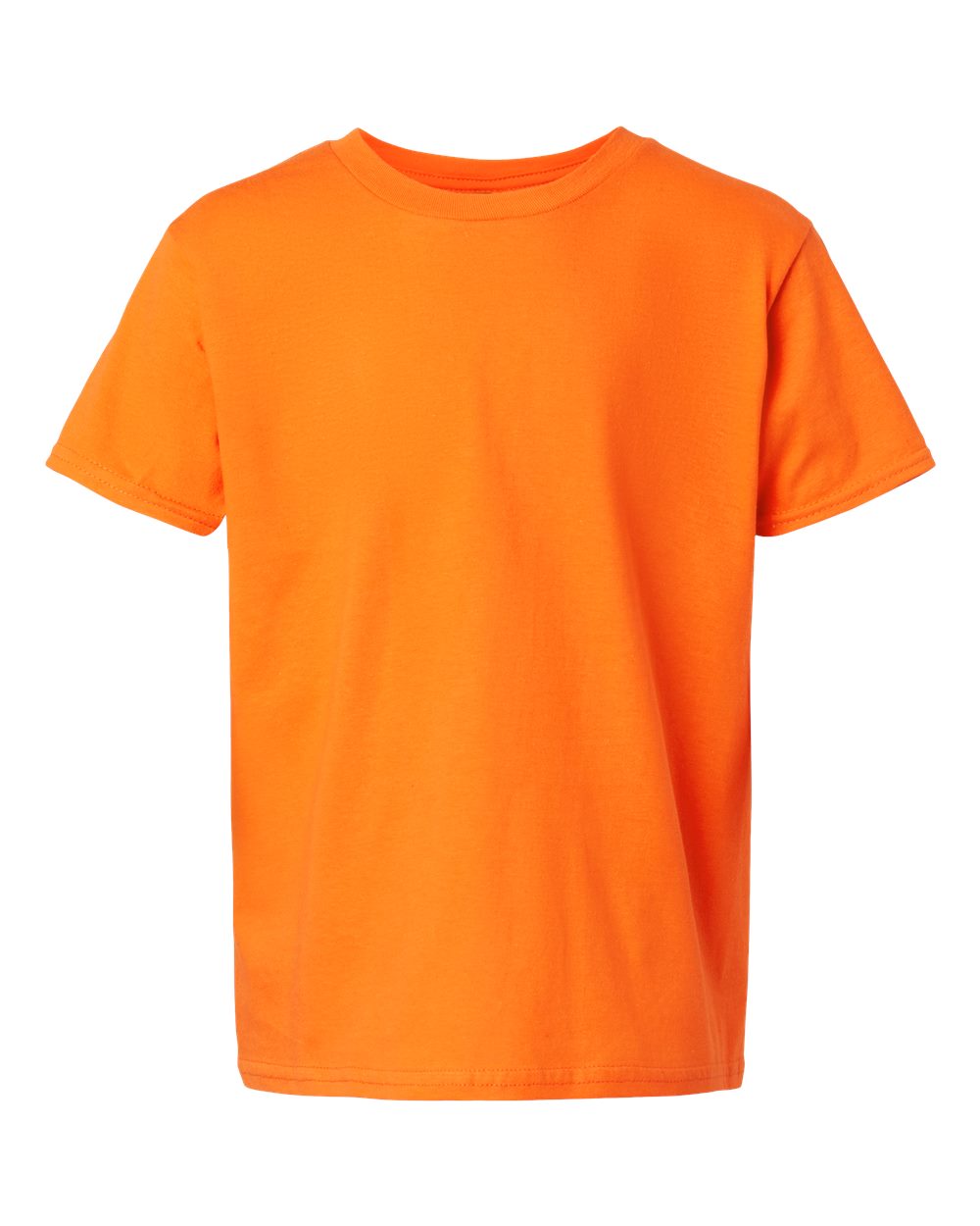 Front View of Safety Orange Light Cotton Youth T-Shirt - 3000B