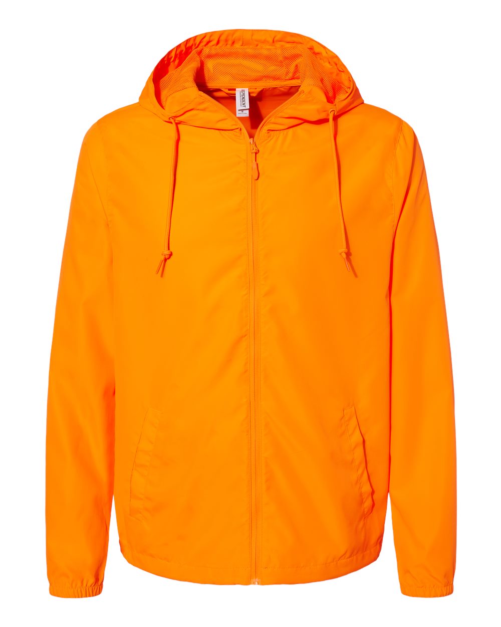 Front View of Safety Orange Lightweight Windbreaker Full-Zip Jacket - EXP54LWZ
