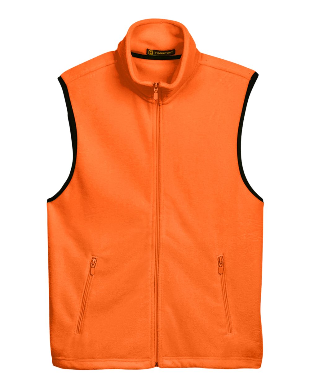 Front View of Safety Orange Unisex Fleece Full-Zip Vest - M985
