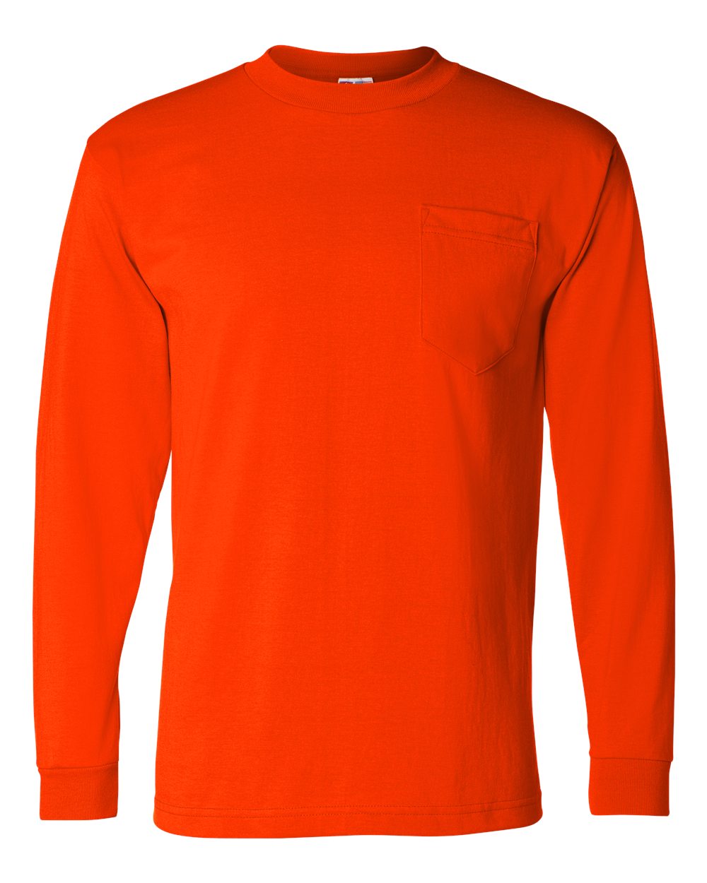 Safety Orange USA-Made 50/50 Long Sleeve Pocket T-Shirt - 1730