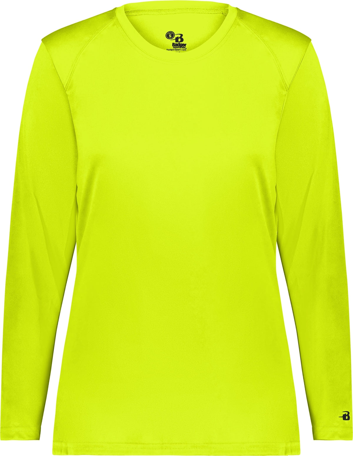 Front View of SAFETY YELLOW LADIES B-CORE L/S TEE