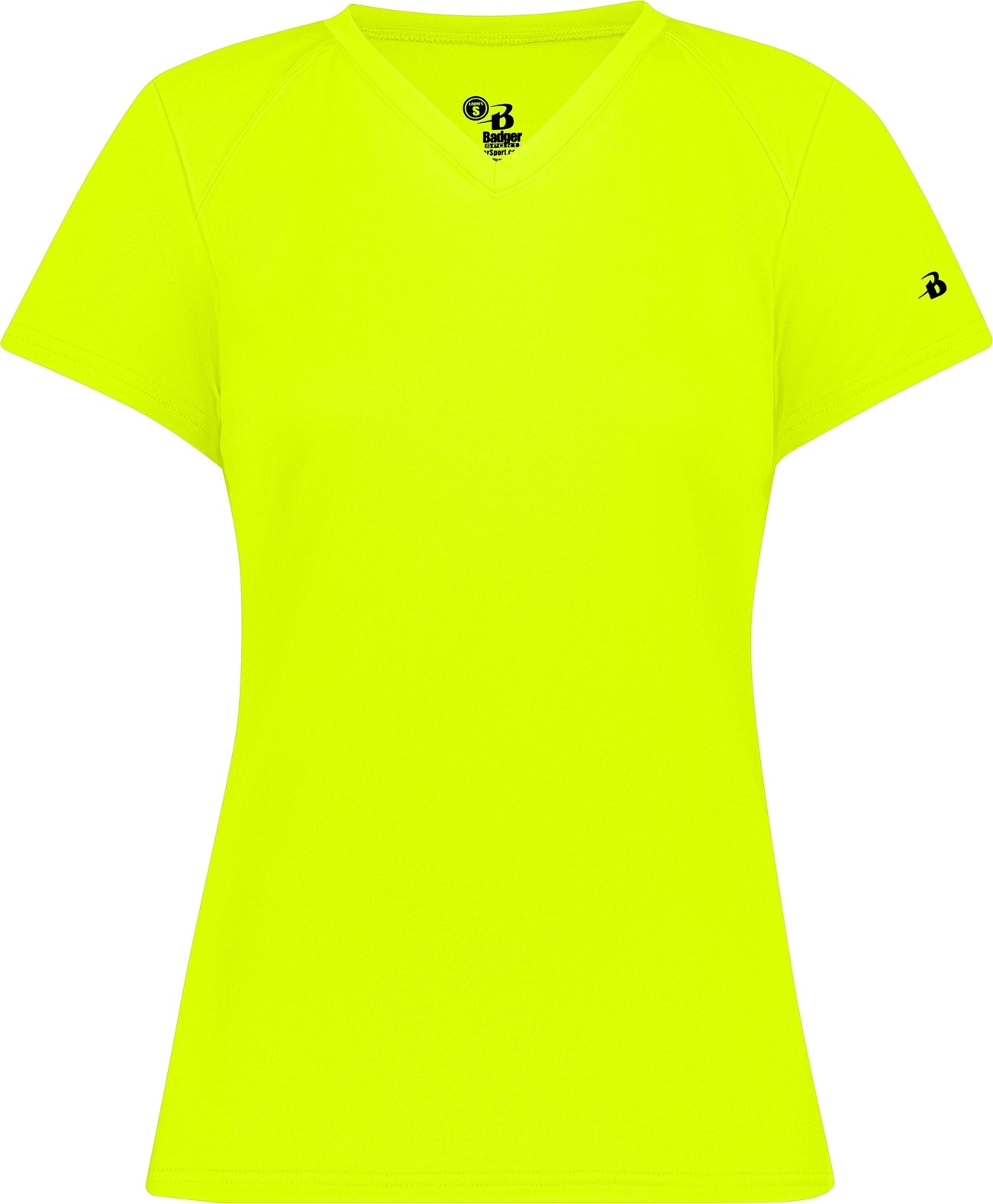 SAFETY YELLOW LADIES B-CORE V-NECK TEE