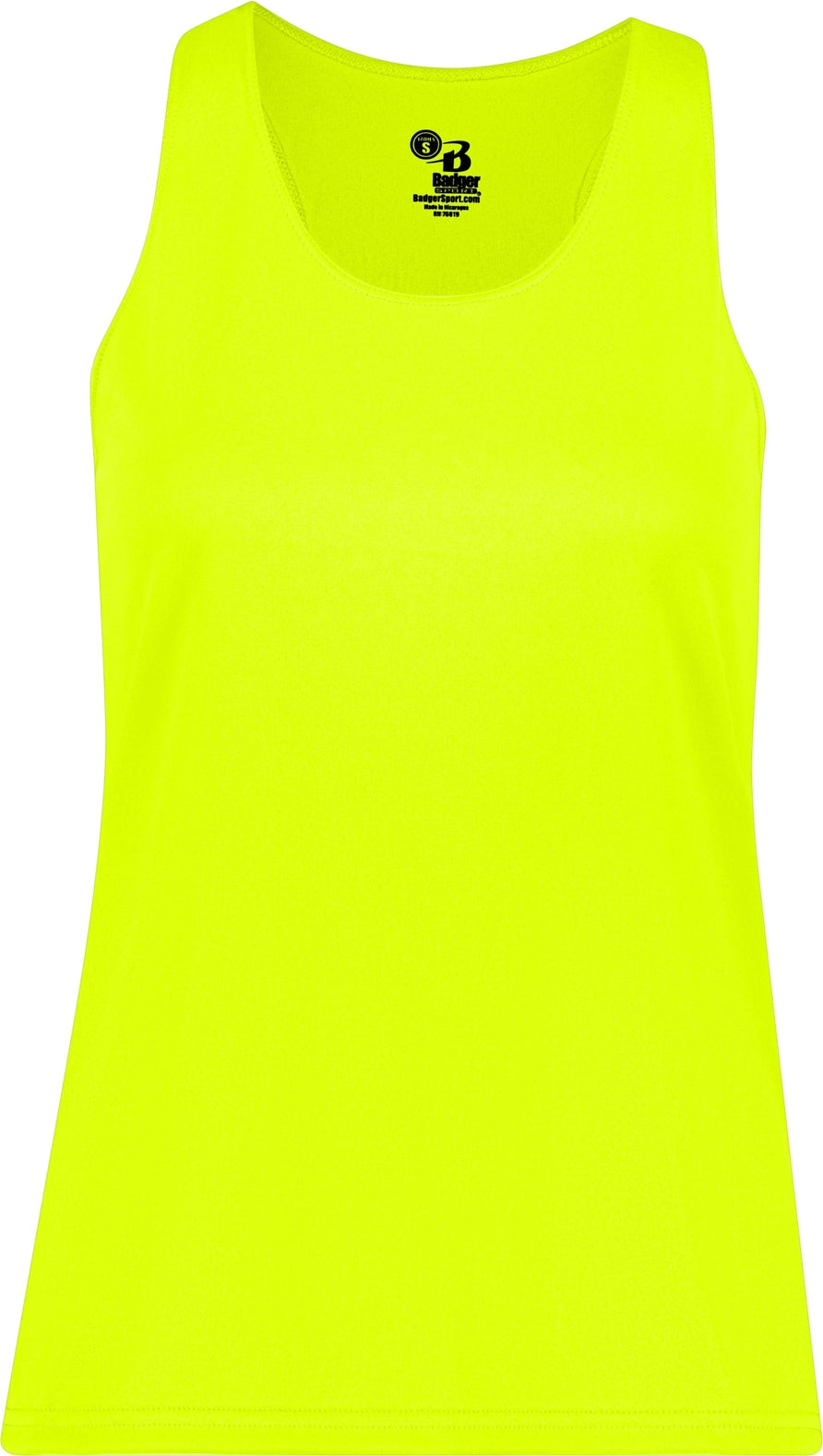 Front View of SAFETY YELLOW LADIES' RACERBACK TANK