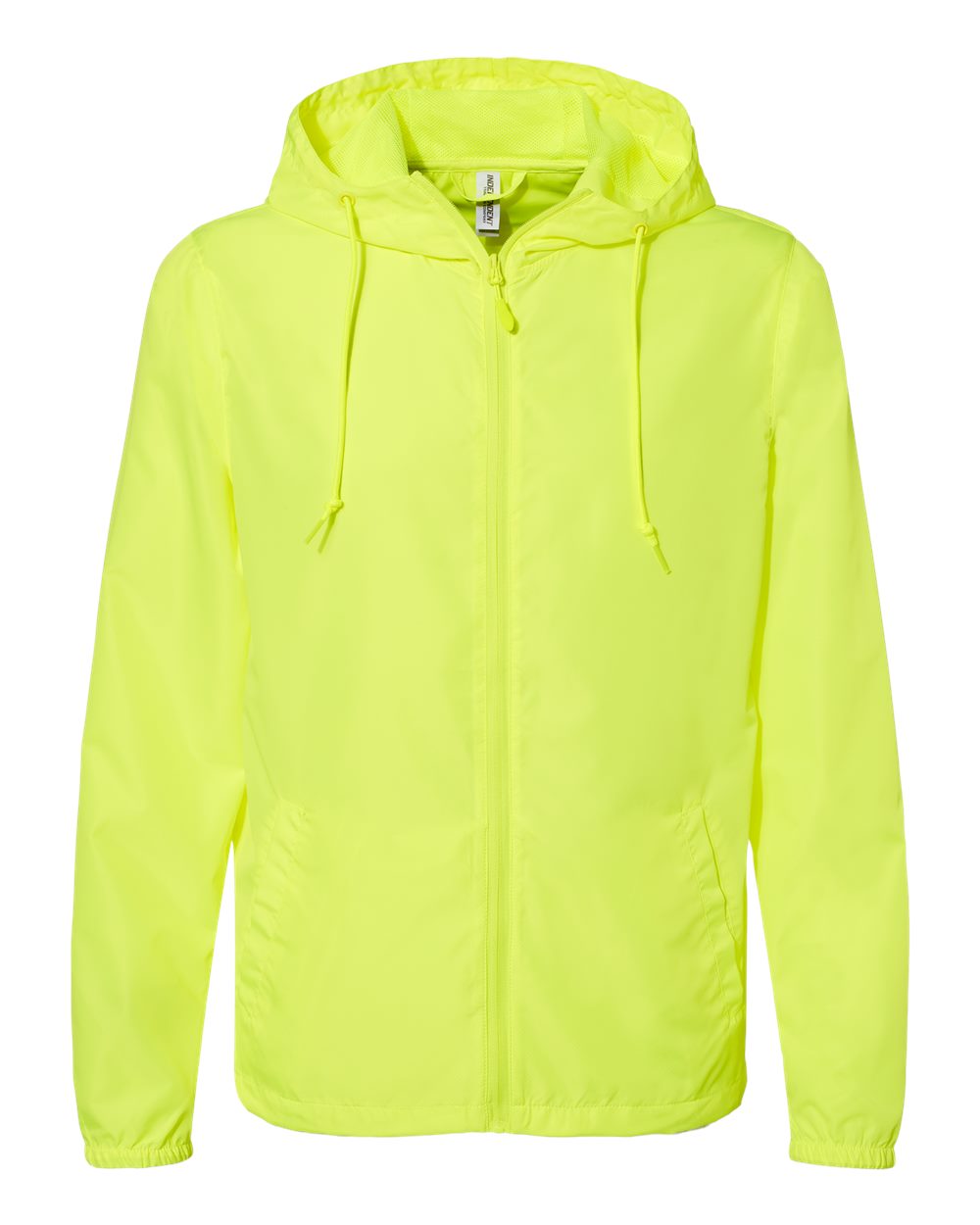 Front View of Safety Yellow Lightweight Windbreaker Full-Zip Jacket - EXP54LWZ