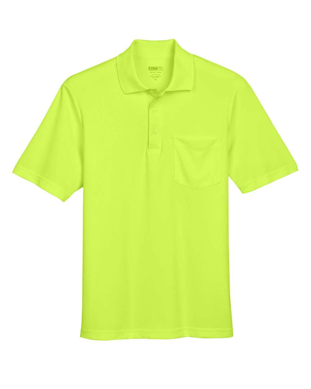Front View of Safety Yellow Men's Origin Performance Piqué Polo with Pocket - 88181P