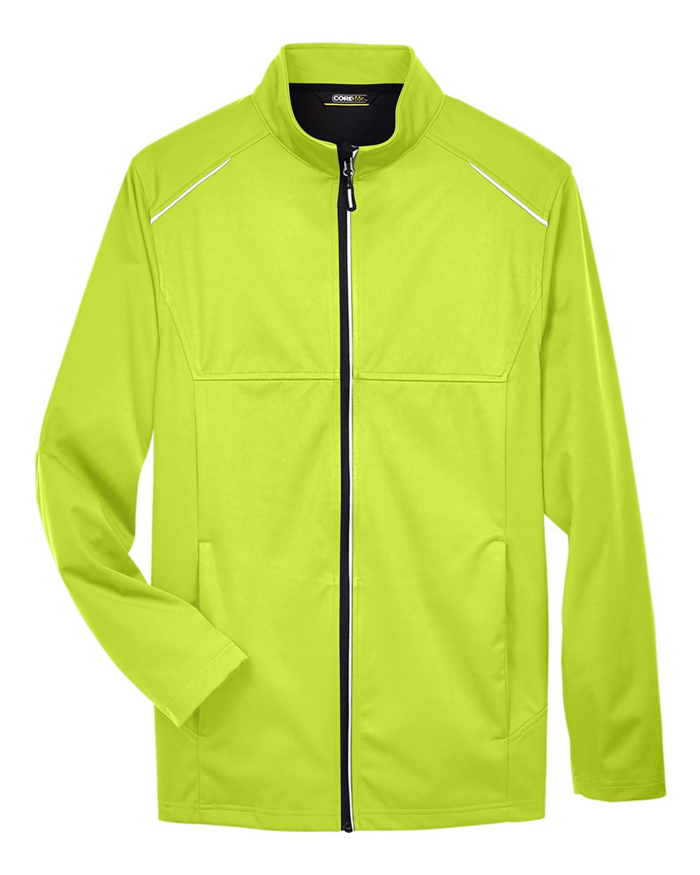 Front View of Safety Yellow Men's Techno Lite Three-Layer Knit Tech-Shell - CE708