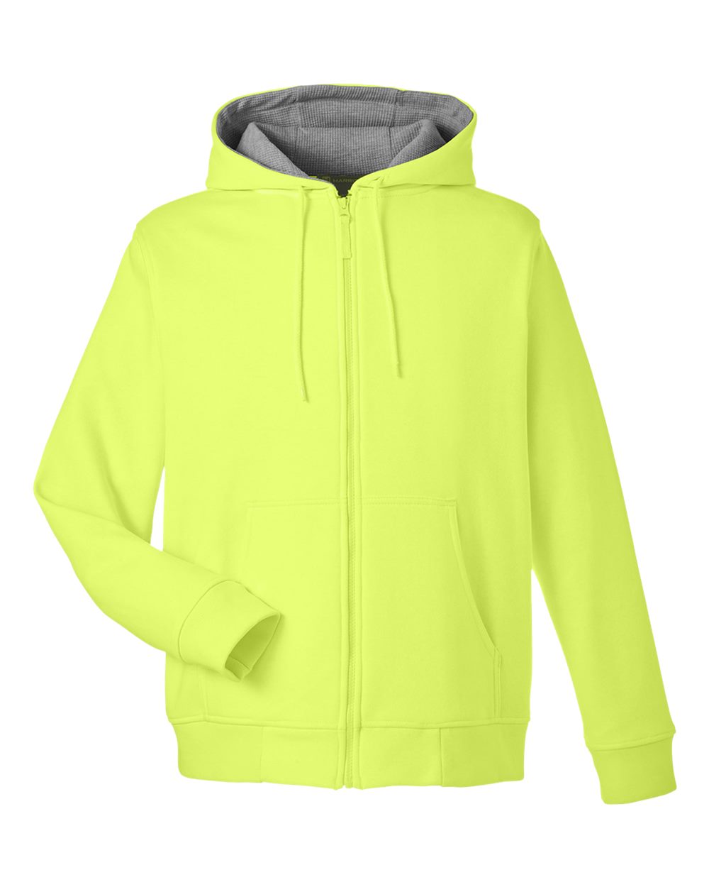 Front View of Safety Yellow Unisex Tall ClimaBloc™ Lined Heavyweight Hooded Sweatshirt - M711T