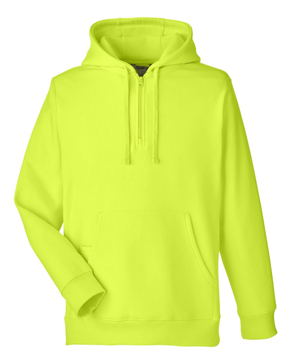 Front View of Safety Yellow Unisex Zone HydroSport™  Heavyweight Quarter-Zip Pullover Hooded Sweatshirt - TT97