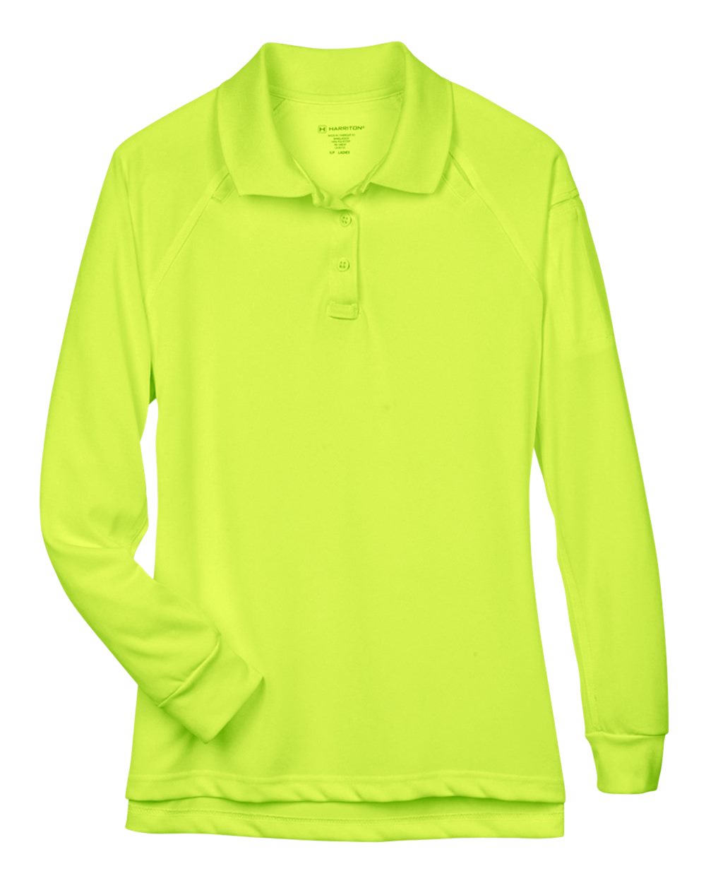Front View of Safety Yellow Women's Advantage Long Sleeve Tactical Polo - M211LW