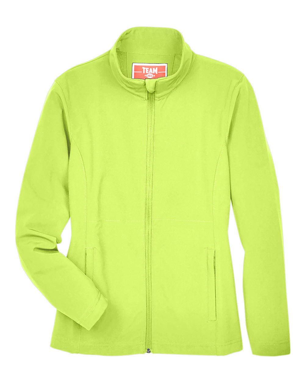 Front View of Safety Yellow Women's Leader Soft Shell Jacket - TT80W