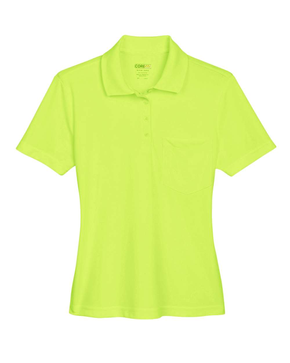 Front View of Safety Yellow Women's Origin Performance Piqué Polo with Pocket - 78181P
